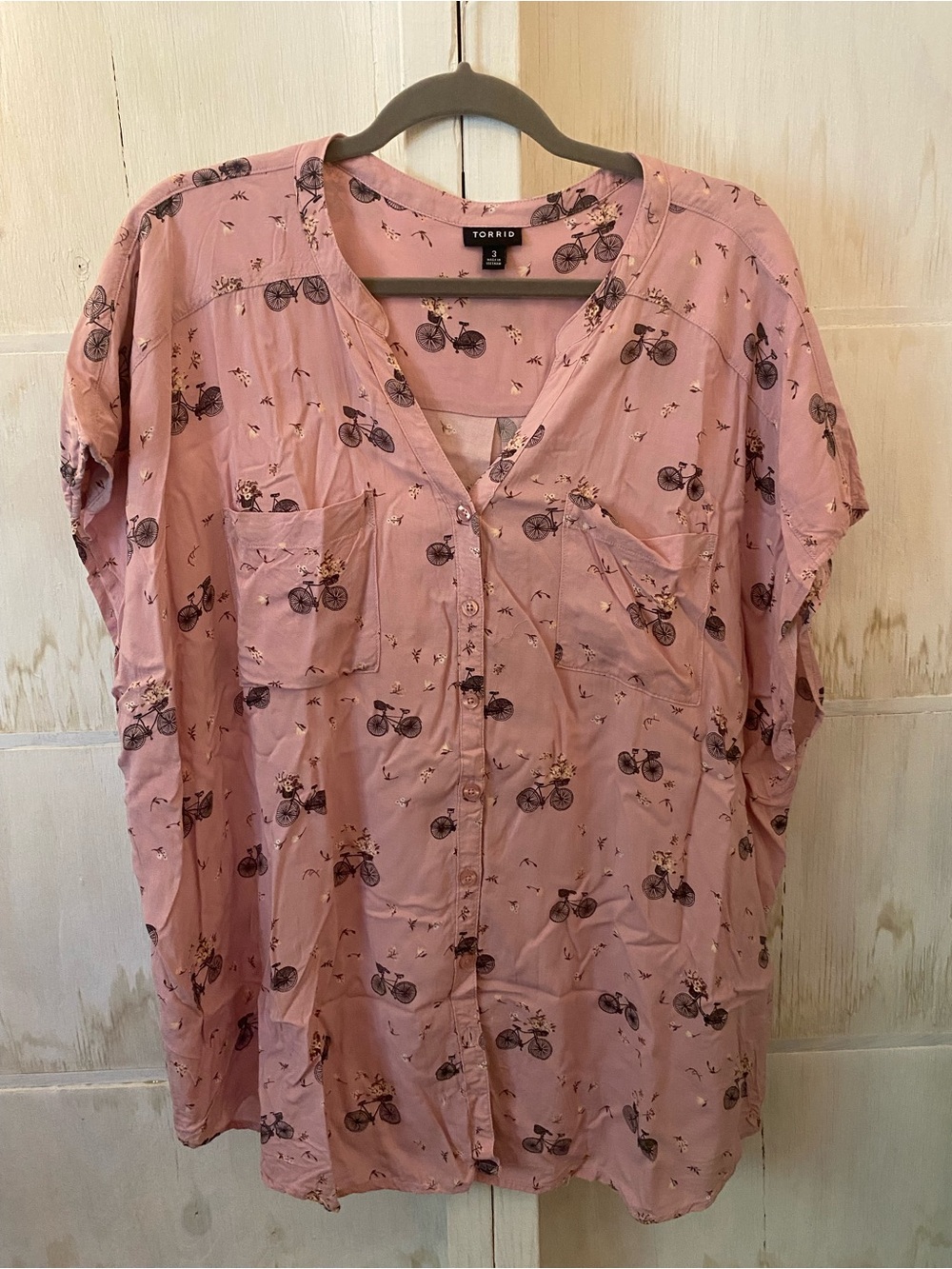 torrid Pink Bicycle-Print Button Down Shirt
